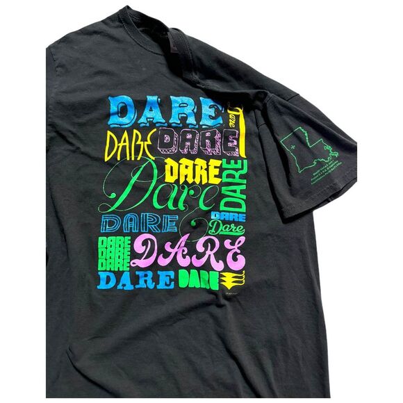 DARE Multi-Color Logo Tee - Black - Size M - Picture 4 of 10